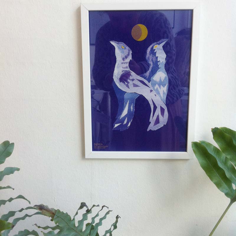 Collaborations-Maja-Ostergaard-Cover-Hamide-Design-Studio "H for Hamide: Nightbirds" print in frame
