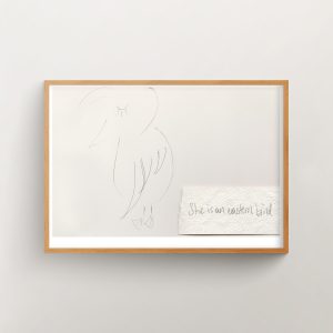 "She is an Eastern Bird 1" art print in a wooden frame