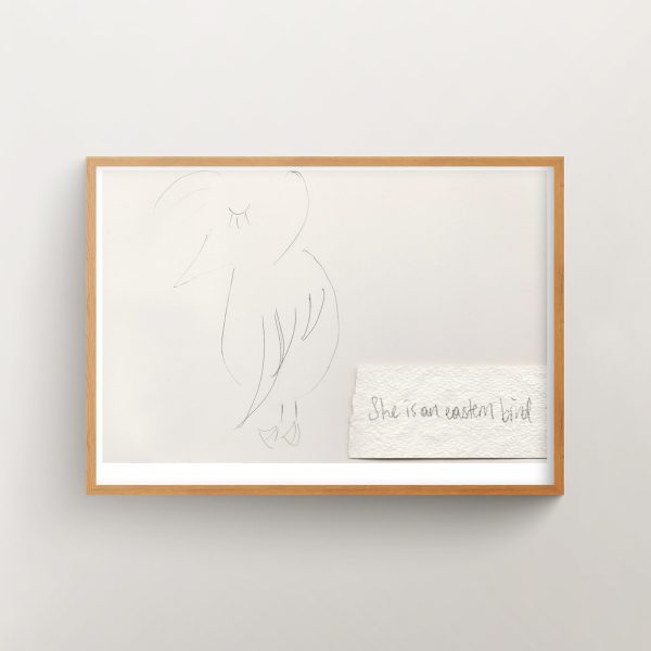 "She is an Eastern Bird 1" art print in a wooden frame