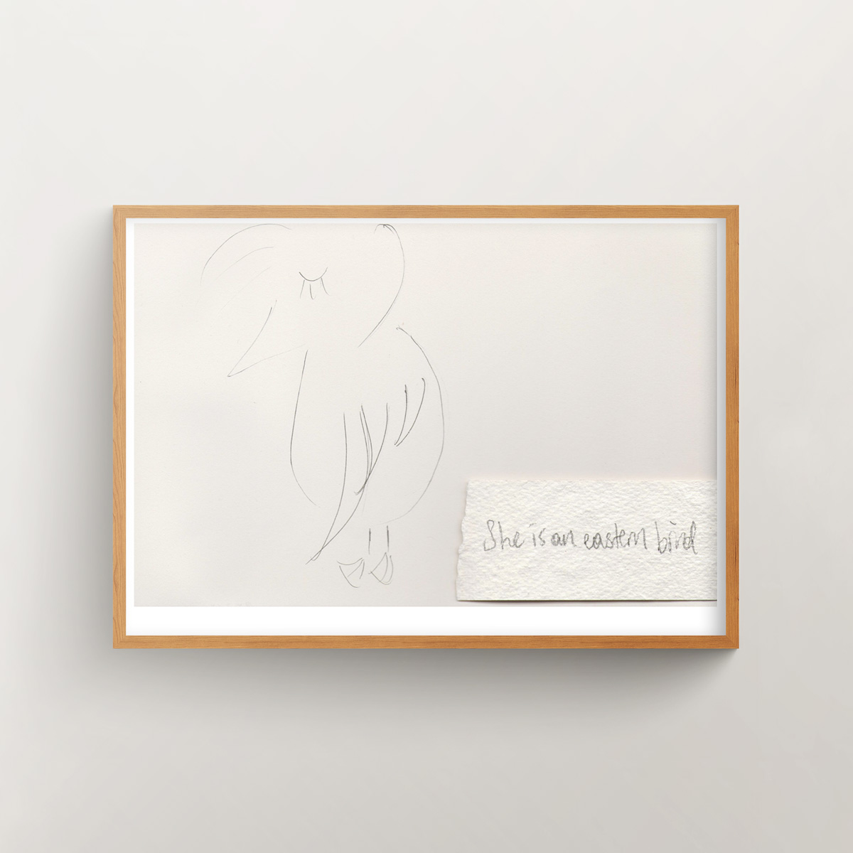 Collections-Eastern-Bird-Print-1-Wooden-Frame-Hamide-Design-Studio "She is an Eastern Bird 1" art print in a wooden frame