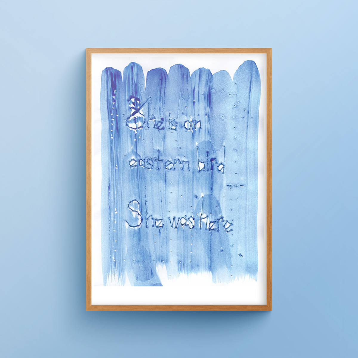 Collections-Eastern-Bird-Print-2-Wooden-Frame-Hamide-Design-Studio "She is an Eastern Bird 2" art print in a wooden frame