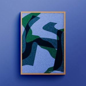 "H for Hamide: Glitched Layers" art print in wooden frame