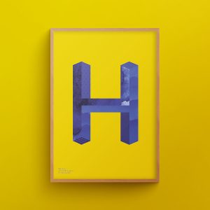 "H for Hamide: Mix It Up" art print in wooden frame