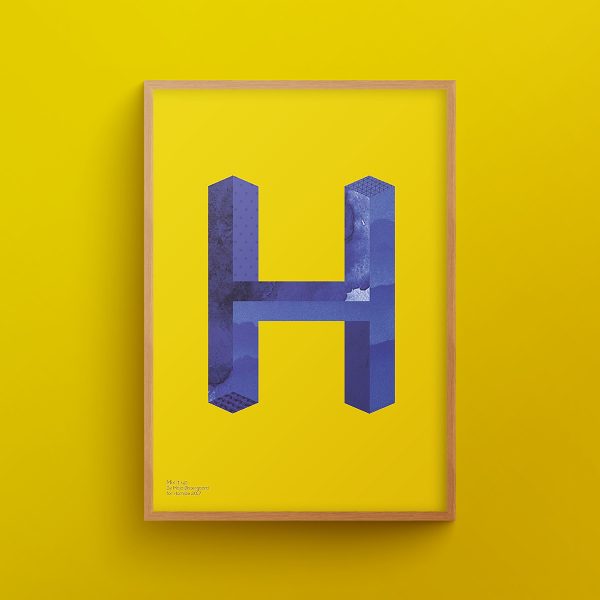 "H for Hamide: Mix It Up" art print in wooden frame