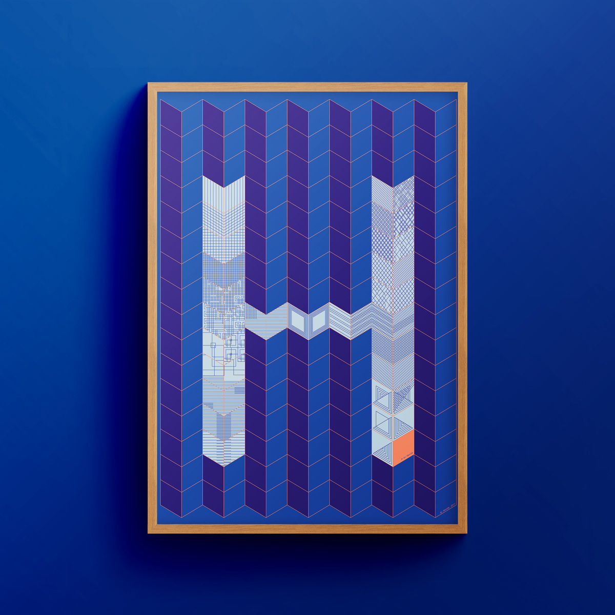 Collections-H-Patchwork-Wooden-Frame-Hamide-Design-Studio "H for Hamide: Patchwork" art print in wooden frame
