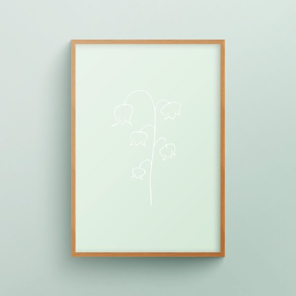 Green flower art print from "It Smells Spring" collection in wooden frame