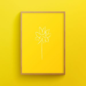 Yellow flower art print from "It Smells Spring" collection in wooden frame
