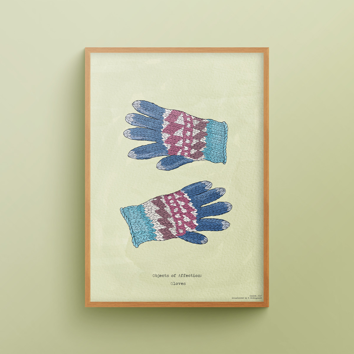 Collections-Objects-Affection-Gloves-Wooden-Frame-Hamide-Design-Studio "Objects of Affection: the Gloves" art print in wooden frame