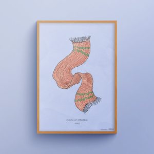 "Objects of Affection: the Scarf" art print in wooden frame