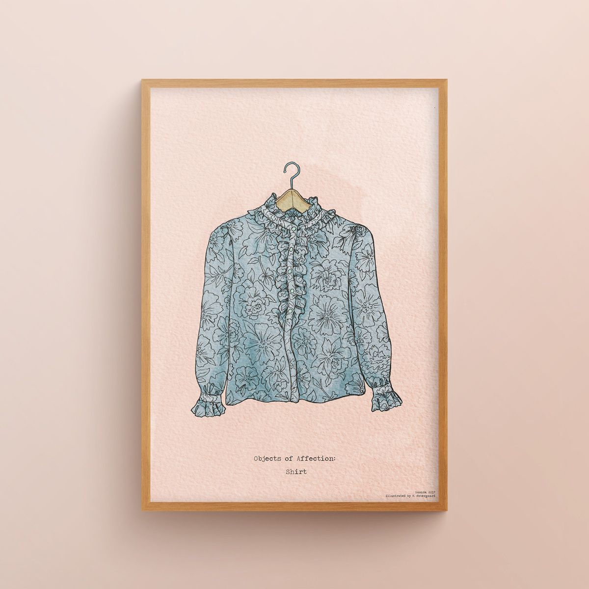 Collections-Objects-Affection-Shirt-Wooden-Frame-Hamide-Design-Studio "Objects of Affection: the Shirt" art print in wooden frame