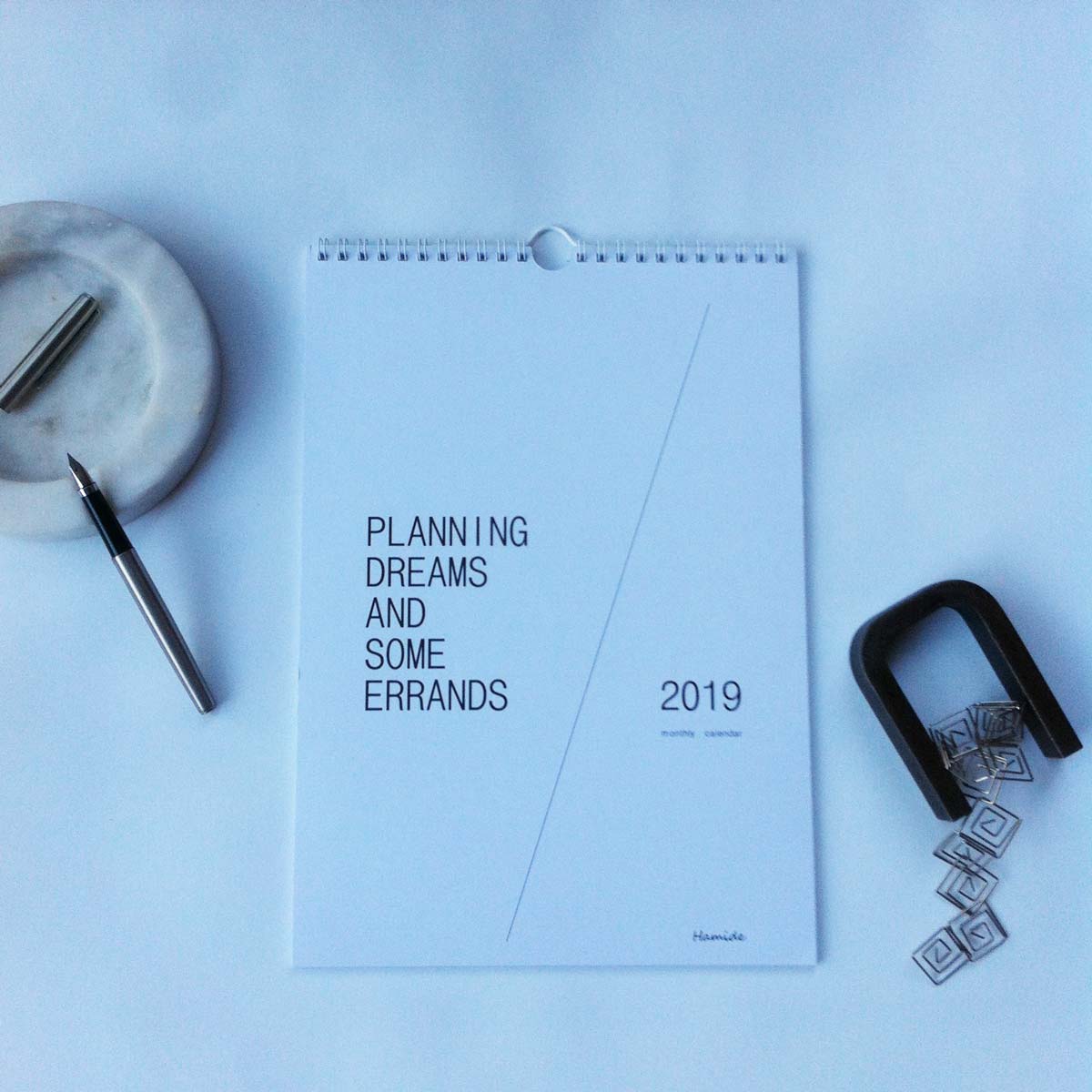 Collections-Resolutions-2019-Calendar-Cover-Hamide-Design-Studio Cover of "Planning Dreams and Some Errands_2019" monthly calendar