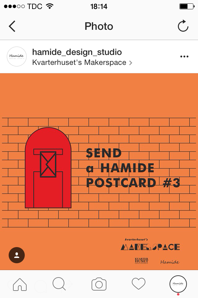 Consultancy-Kvarterhusets-Makerspace-Instagram-Hamide-Design-Studio Screenshot of instagram post for Kvarterhuset's Makerspace's event
