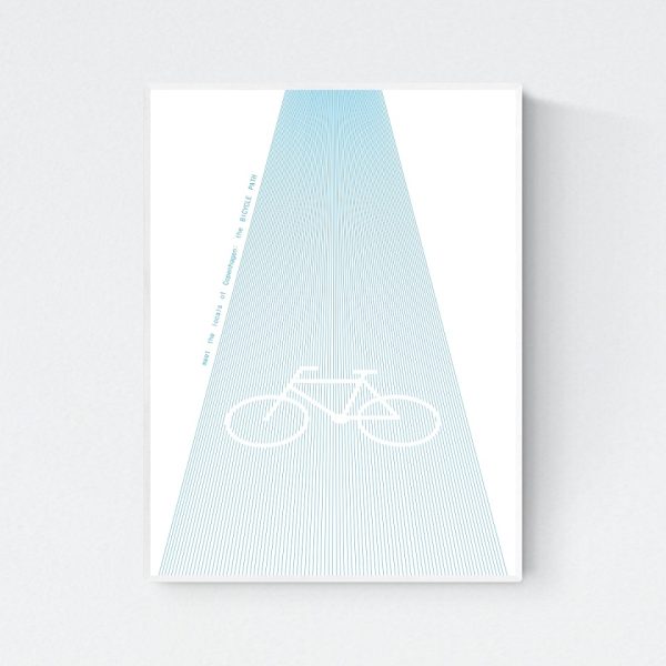 "Meet the Locals of Copenhagen: the Bicycle Path" print in white frame