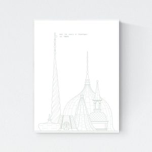 "Meet the Locals of Copenhagen: the Towers" print in white frame