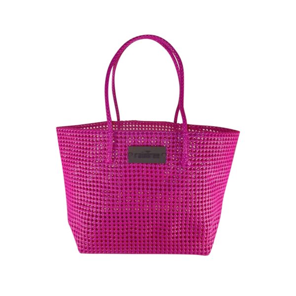 Fair trade, sustainable, and handmade bag by RainTree in magenta color