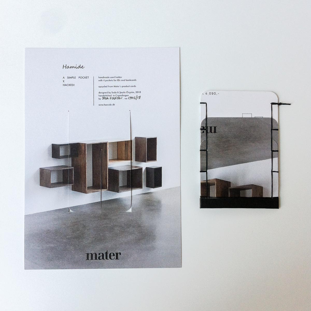 Collaborations-Hacked-Mater-Earth-Gallery-Card-Holder-Package-Hamide-Design-Studio "Hacked!" cardholder for Mater Earth Gallery shown with its package