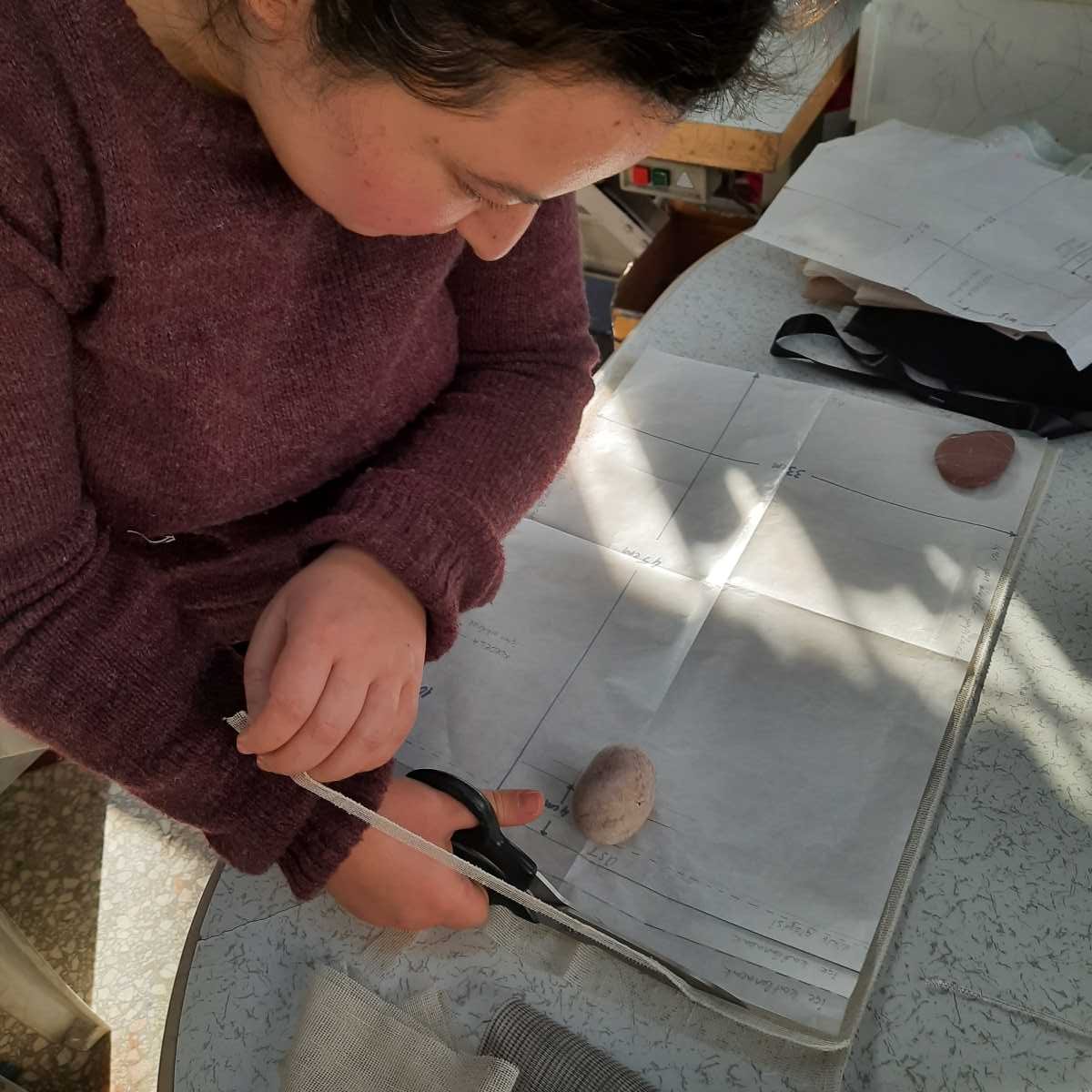 Collections-Originals-Sacs-Process-Cutting-Hamide-Design-Studio Making of Hamide Originals Tulle Sacs