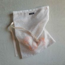 Large reusable tulle sac in gradient brown for shopping groceries