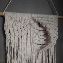 Close-up view of the relief effect in the macrame wall hanging