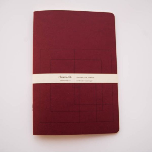 Geometric Love notebook in burgundy